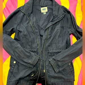 Navy Blue Canvas Military Jacket